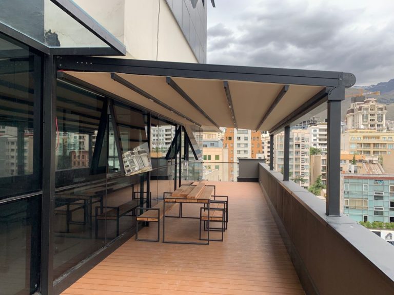 سقف متحرک تراس | راساموتور — در تهران — نمونه کار تکنوسوین